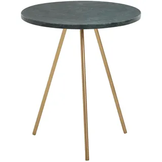 KADIMA DESIGN Beistelltisch aus echtem Marmor, Green & Gold Metallbeine, 38x38x44 cm
