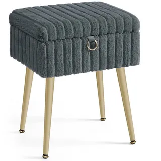 SONGMICS Sitzhocker Schminkhocker, Fußhocker, Wohnzimmer, Schlafzimmer, 30 x 40 x 50 cm (mit Stauraum), Schminktisch-Stuhl, Metallbeine, gepolstert, verstellbare Füße, grau grau