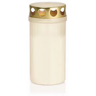 INNA-Glas Grabkerze Grablicht CARMELIA mit Deckel, weiß, 12 cm, Ø6,1 cm, 50h weiß