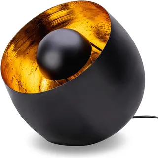 ZEYA Tischleuchte schwarz gold Metall, Ø 23, rustikale Standleuchte Tisch, runde Dekoleuchte schwarz, industrial & retro Style, E27 Fassung max 40 Watt, Wohnaccessoire & Geschenk für neues Zuhause