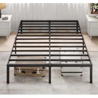 MUTICOR Metallbett 140 x 200 cm mit Stauraum – Modernes Doppelbett aus Stabiler Metallkonstruktion, geräuscharm, einfache Montage, Schwarz