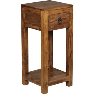 Kadima Design Beistelltisch, Braun, Holz, Echtholz, 1 Schubladen, Quadratisch,Quadratisch, Stativgestell, 30x68x30 cm, Wohnzimmer, Wohnzimmertische, Beistelltische