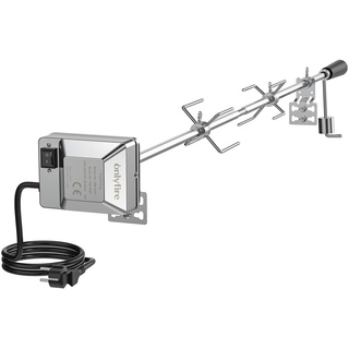 Onlyfire BRK-6012 Universal Grillspieß Set Drehspieß Ersatz Rotisserie Kit 114cm Lange, 12x12mm Sechskant-Spieß Stange mit EU Elektromotor Halter (Nicht Passt Weber Gas Grill)