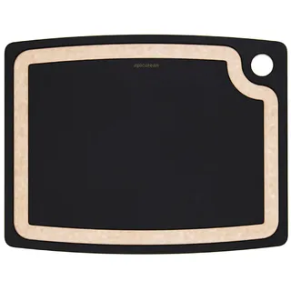 TopGourmet Gourmet Series Schneidebrett mit Saftrille, Pressholz, 37,5 x 27,5 x 0,93 cm, natur/schwarz