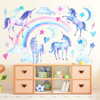 Einhorn-wandtattoos, Regenbogen-wandtattoos, Mond- Und Sternen-wandtattoos