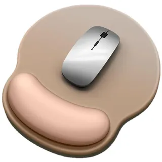SHESHY Mauspad mit Gelkissen, Mousepad mit Handauflage, rutschfeste Gummibasis, Milch Seide Stoff mit Bequemer, Ergonomischer, Mintgrün/Silber Grau/Blau Schwarz/Aprikosengrün/Lila Rosa/Reis Aprikose