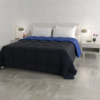 Italian Bed Linen Wintersteppdecke Elegant, Mikrofaser, Dunkelblau/Royal, 260x260cm