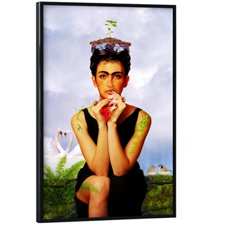 artboxONE Poster mit schwarzem Rahmen 90x60 cm Frida Kahlo Menschen Heart 2" - Bild Frida Kahlo feministin feministin