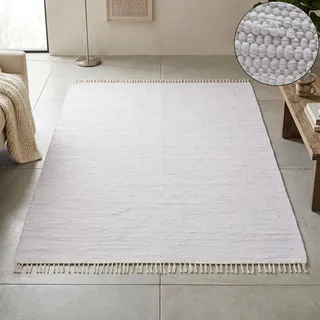 THEKO Happy Cotton Fleckerl Webteppich 120 x 180 cm Weiß