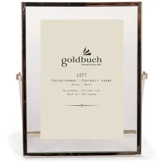 goldbuch Bilderrahmen Loft aus Metall, Rahmen mit Aufsteller, Portraitrahmen für 1 Foto im 9x13 cm Format, Metallbilderrahmen ca. 14,2 x 17,2 x 1 cm, Frame Silber, 9 x 13 cm