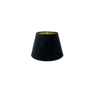 Tisch-Lampenschirm *rund*, schwarz SAMT, Seidenglanz, innen gold glänzend, Du=25/Do=18,5/H=17cm Befestigung unten E27