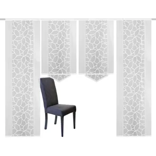 HOME WOHNIDEEN Schiebegardine 4er-Set SCHIEBEGARDINEN Jacquard, weiß, 2x 245x57 cm + 2x 125x57 cm, Paneelwagen, halbtransparent, 100% Polyester beige