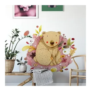 K&L Wall Art Wandtattoo Winnie Puuh Bär Honigtopf 100x90cm Klebebild Kinderzimmer Loske, Wandbild selbstklebend, entfernbar bunt