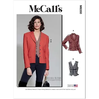 McCall's Melissa Watson Schnittmuster-Set für Blazer und Weste für Damen, Design Code M8350, Größen 34-36-40-42
