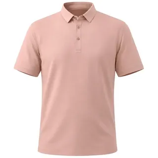 Allthemen Poloshirt Herren Klassisch Kurzarm Poloshirt Business mit Knopfleiste rosa XXXL