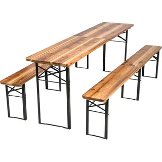 Tectake Bierzeltgarnitur 3-tlg. natur klappbar 402189