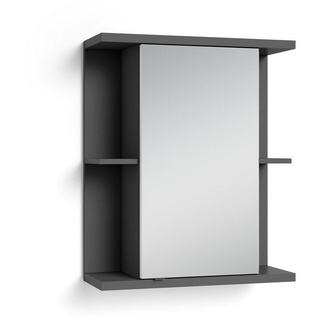 byLIVING Spiegelschrank NEBRASKA (in Eiche-Optik, Weiß oder Anthrazit, 4 offene Fächer / 3 verdeckte Fächer) mit Spiegeltür schwarz