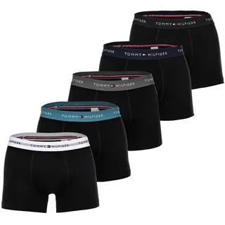 TOMMY HILFIGER Herren Boxershorts, 5er Pack - Trunks, Logo, Cotton Stretch Schwarz / 2XL