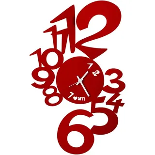 Lupine-Wanduhr, modernes Design, Rot - hergestellt in Italien, Stahl, Ø 50 cm, minimalistischer Stil für Wohnzimmer, Küche, Büro - Kunst und Handwerk