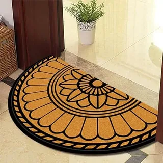 Eseriallen Halbrunde Bodenmatte Anti Rutsch Fussmatte fußmatte türmatte draußen Vintage Teppich fussmatte aussen DoormatSchwarz und Gelb Light Luxury F (3) 60cm X 100cm