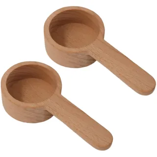 2 Stück Kaffeedosierlöffel Holz, Kaffeemesslöffel, Buchenholz Kaffeeportionierer, Multifunktional Kaffee Messlöffel, Küchenmesslöffel, Küchenzubehör für Teeblatt, Kaffeebohnen, Gewürze