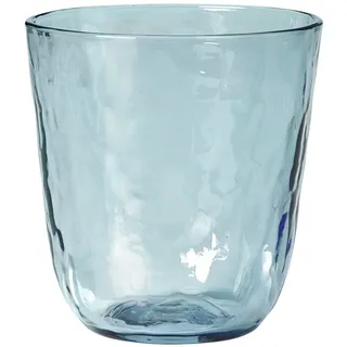 Broste Copenhagen Gläser-Set HAMMERED Trinkglas 4tlg. blau 0,335 l, Mundgeblasenes Glas, Hammered Glas blau