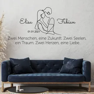tjapalo® ul23 romantisches Namen Wandtattoo Schlafzimmer liebe Spruch Wandspruch Wohnzimmer Wandtattoo Liebespaar Liebessprüche mit Namen, Farbe: dunkelgrau, Größe: B120xH49cm