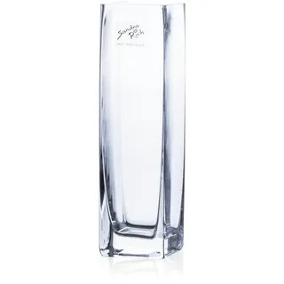 Sandra Rich Glasvase, Blumenvase Square H. 20cm 6x6cm rechteckig transparent