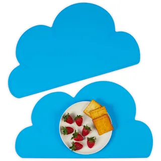 Relaxdays Platzdeckchen Kinder, 2er Set, Blau