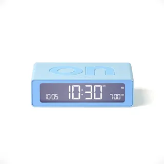 Lexon Flip Mini Reisewecker, digitaler LED-Wecker mit On/Off-Funktion, Einstellbarer Helligkeit, wiederaufladbar und berührungsempfindlich, ideal als Nachttisch-Wecker - Hellblau