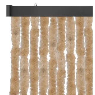 Arsvita Insektenschutzvorhang 120x200 cm (Breite x Länge) Flauschvorhang in Beige für Camping, Terrasse, Pavillon oder Balkontür, Fadengardine Ø4cm