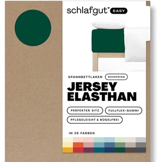 Schlafgut Easy Boxspring Jersey Elasthan bis 130x220 cm, Green Deep aus 100% Baumwolle