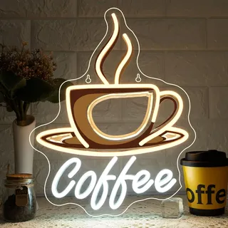 ineonlife Coffee Neon Schild Kaffee Led Schild Led Schriftzug für Wand Dekor Leuchtschilder Zeichen für Café,Kaffeewagen für unterwegs,Kaffeeecke,Getränkeladen,Küche,Zimmer,Geschenk