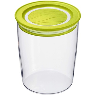 Rotho Cristallo runde Vorratsdose 0,7l mit Deckel und Dichtung, Kunststoff (SAN) BPA-frei, transparent/grün, 0,7l (11,0 x 11,0 x 11,8 cm)
