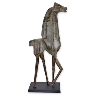 Casa Padrino Luxus Aluminium Deko Skulptur Giraffe Antik Grau / Schwarz 46,6 x 22,4 x H. 116 cm - Abstrakte Aluminium Deko Figur - Wohnzimmer Deko - Büro Deko