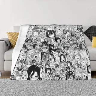 ZORIN Ahegao Fleece-Überwurfdecke, 152,4 x 127 cm, O-Face, Kinder, Erwachsene, weich, warm, flauschig, Flanell, Decken, Bett, Sofa, Decke, Tagesdecke für Schlafzimmer, Reisen, Camping