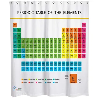 Nanxin Duschvorhang Polyester Wasserdicht Schimmelbeständig und Waschbar Periodensystem Badvorhänge mit 12 Duschvorhangringe, 180x180cm