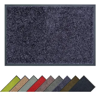 Hochwertige Schmutzfangmatte wachbar - Blaugrau 60 x 180 cm (Rechteckig) | Fussmatte bei 30° C waschbar Fußmatte rutschfeste Läufer Schuhablage Flur Türmatte strapazierfähig Küchenläufer pflegeleicht