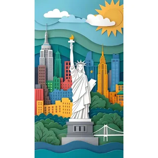 ARTGOTO Malen nach Zahlen Erwachsene Freiheitsstatue New York im Paper Art