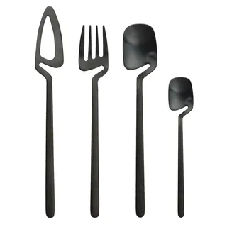 4 Bunte Matte Besteck Set Messer Gabel Löffel SweetwarenWohnplatz Set 18/10 Edelstahl Geschirr Set Küche Besteck Set Besteck Set (Color : Black, Size : 1 Set)