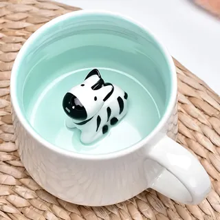 Busnos 3d Zebra Keramik Tasse mit Löffel und Untersetzer 350ml Lustige Kaffeetasse Personalisiert Geburtstagsgeschenk für Frauen Kaffeeliebhaber Zebra Geschenke für Frauen Mädchen