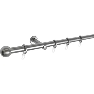 MYDECO Gardinenstange Ball, Ø 16 mm, 1-läufig, Fixmaß, verschraubt, Aluminium silberfarben Ø 16 mm x 200 cm