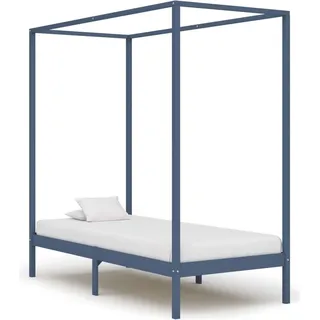 vidaXL Himmelbett Gestell Grau Massivholz Kiefer 90 x 200 cm - Bettgestell - Bettgestelle - Bettrahmen - Einzelbett - Grau