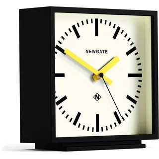 NEWGATE® Amp Schreibtischuhr | Design quadratischer stationsuhr | Schwarzes gehäuse mit gelben händen | Moderner Stil für Schreibtisch, tischplatte, kaminsims, Regal oder nachttisch
