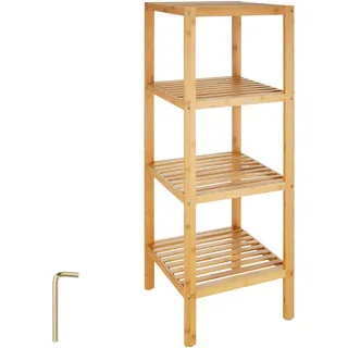 Tectake tectake® Badregal, aus Bambus, rutschfeste Kunststofffüße, 33 x 33 x 97 cm