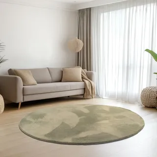 Teppich-Traum Kurzflor Teppich Rund Hasenfell-Optik Grün Ø 140 cm
