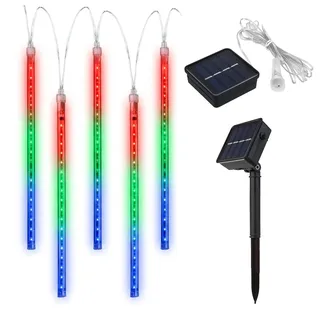 Maclean Brackets Solar LED Eiszapfen Lichterkette 144 LED 8x 30cm 2,4m RGB IP44