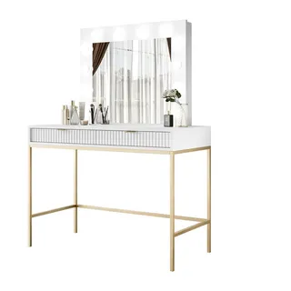 lookway Schminktisch, MIT SPIEGEL CORTADO GOLD T104 WEISS