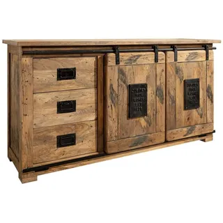 Massivmoebel24 - Sideboard Mango 150x45x80 natur lackiert railway 100