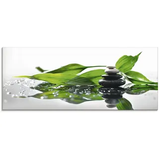 Glasbild ARTLAND "Spa mit Steinen und Bambus", grün (farbe bild(er): grün), B:125cm H:50cm, Bilder, in verschiedenen Größen